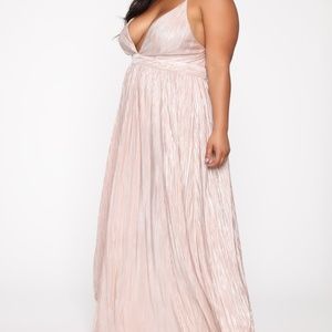 Pleated Maxi Dress - Champagne fashion nova